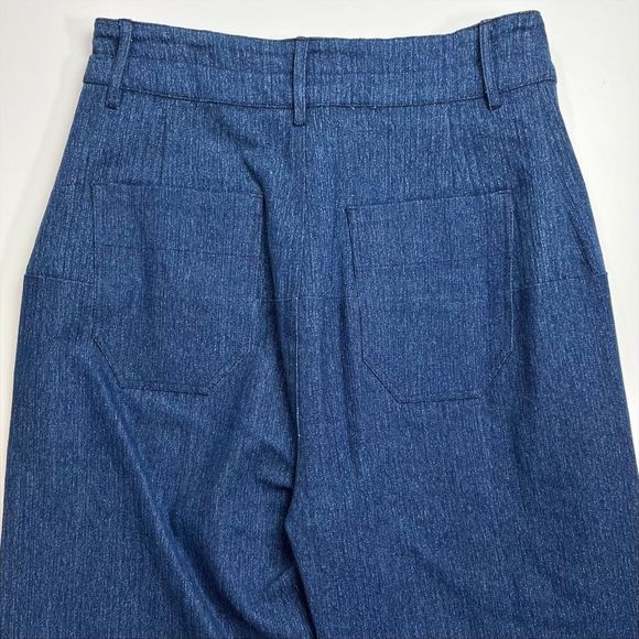 Maria Stanley Luna Pant Wide Leg Crop High Rise Dark Blue Denim 8 NWT - Picture 4 of 9